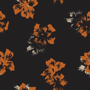 Kahverengi çiçekli fırça darbeleri moda baskıları, grafikler, arka planlar ve el sanatları için pürüzsüz desenli arka plan