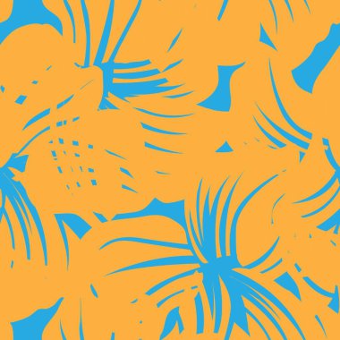 Moda tekstil, grafik, arka plan ve el sanatları için turuncu çiçekli desensiz arkaplan