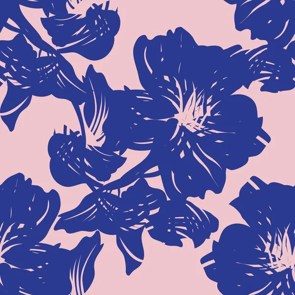 Rosa Marinha Pinceladas Florais Sem Costura Fundo Padrão Para Impressões —  Vetores de Stock