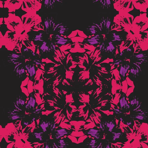 Lila Symmetric Floral Seamless Pattern Design Für Modetextilien Und Grafiken — Stockvektor
