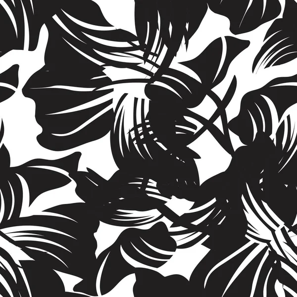 Black White Floral Naadloze Patroon Achtergrond Voor Mode Textiel Graphics — Stockvector