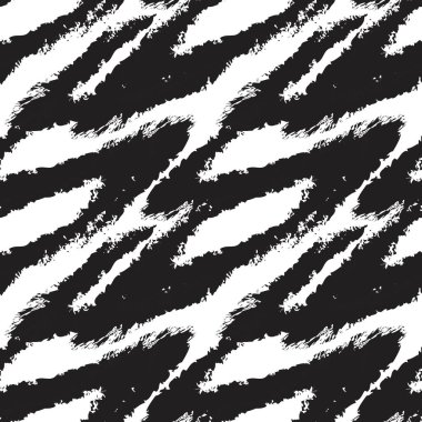 Moda baskıları, ev eşyaları, grafikler, arka planlar için siyah ve beyaz fırça desenli kürk deseni