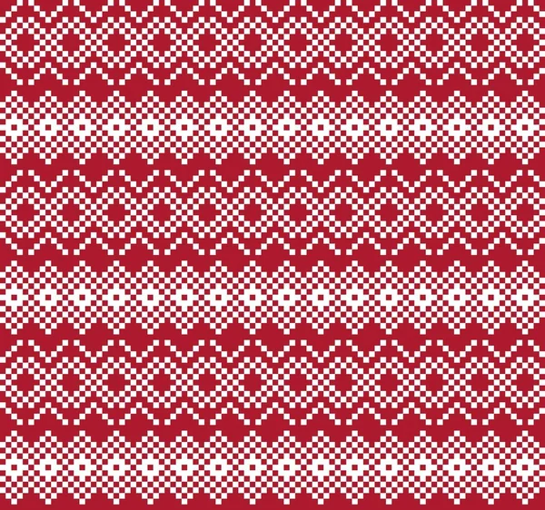 Red Christmas Fair Isle Pattern Background Fashion Textiles Knitwear Graphics — Stock Vector