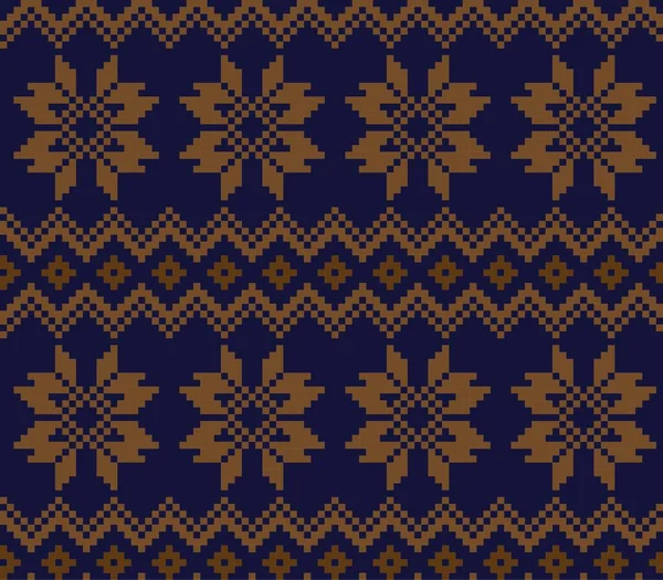 Brown Christmas Fair Isle Patterial Background Fashion Textiles Knitwear Graphics — 스톡 벡터