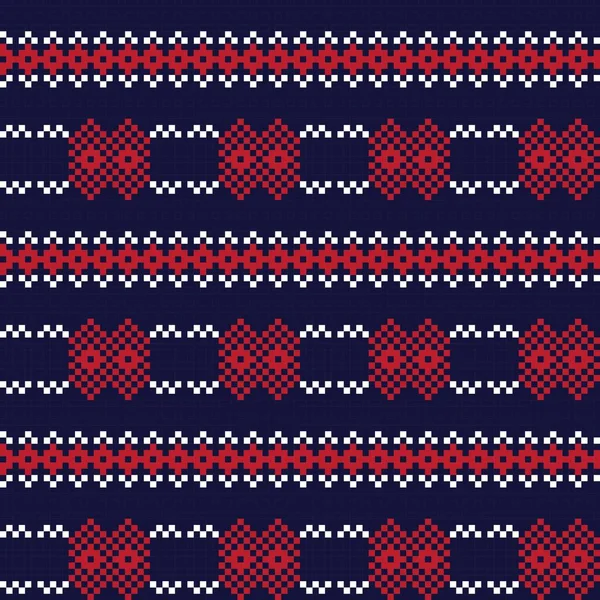 Red Christmas Fair Isle Pattern Background Fashion Textiles Knitwear Graphics — Stock Vector