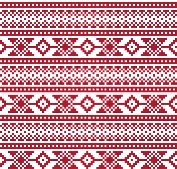 Red Christmas Fair Isle Pattern Background Fashion Textiles Knitwear Graphics — Stock Vector