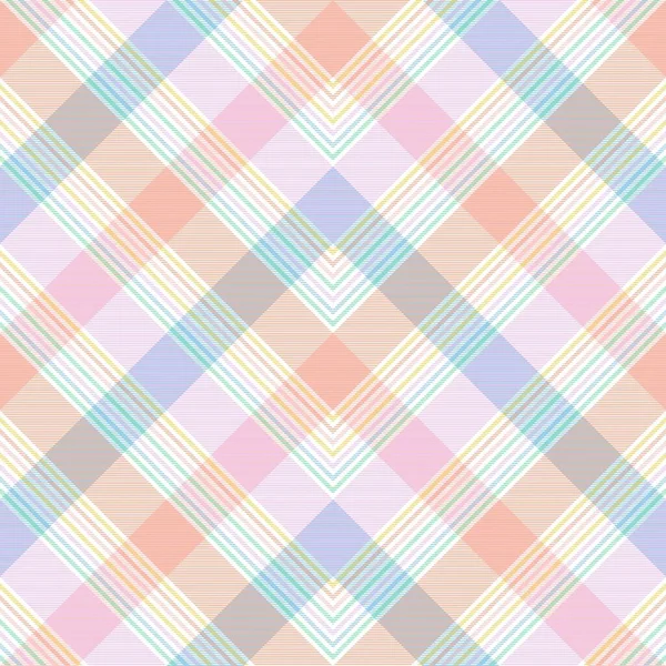 Tęcza Pastel Chevron Plaid Tartan Teksturowany Bezszwowy Wzór Projekt Nadaje — Wektor stockowy