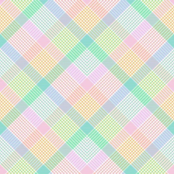 Tęcza Pastel Chevron Plaid Tartan Teksturowany Bezszwowy Wzór Projekt Nadaje — Wektor stockowy