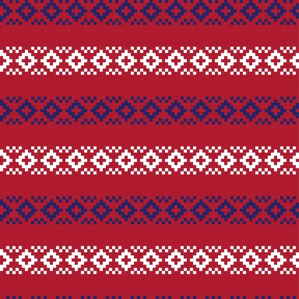 Red Christmas Fair Isle Pattern Background Fashion Textiles Knitwear Graphics — Stock Vector