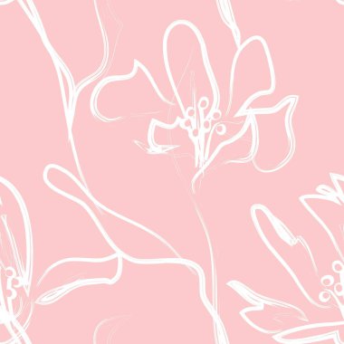 Çiçek fırçası darbeleri moda baskıları, grafikler, arka planlar ve el sanatları için pürüzsüz desen