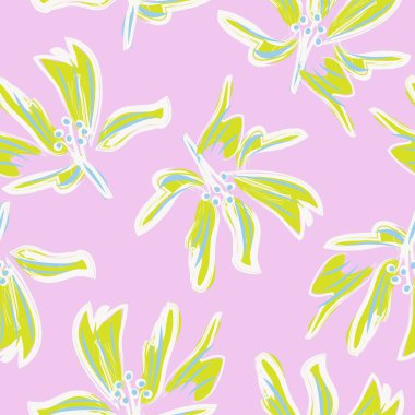 Çiçek fırçası darbeleri moda baskıları, grafikler, arka planlar ve el sanatları için pürüzsüz desen