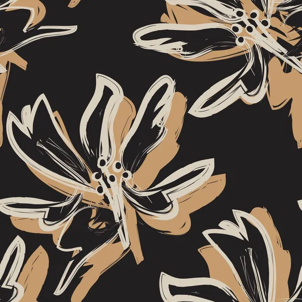 Coups Pinceau Floral Fond Motif Sans Couture Pour Les Impressions — Image vectorielle