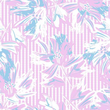 Moda tekstil ve grafikleri için çizgili arkaplanı olan çiçeksiz desen