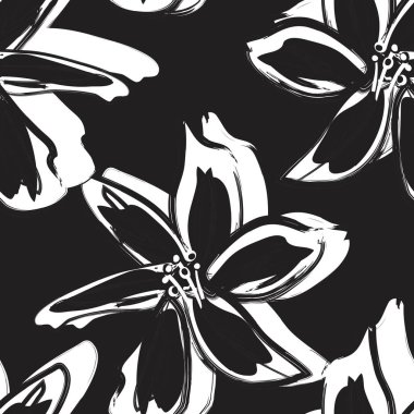 Çiçek fırçası darbeleri moda baskıları, grafikler, arka planlar ve el sanatları için pürüzsüz desen