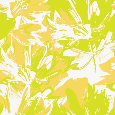 Çiçek fırçası darbeleri moda baskıları, grafikler, arka planlar ve el sanatları için pürüzsüz desen