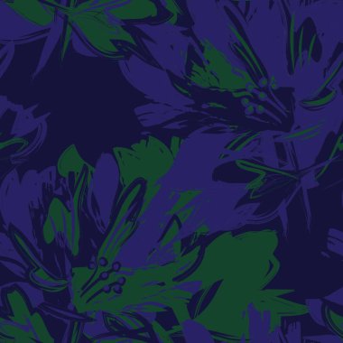 Çiçek fırçası darbeleri moda baskıları, grafikler, arka planlar ve el sanatları için pürüzsüz desen