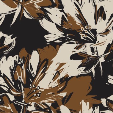 Çiçek fırçası darbeleri moda baskıları, grafikler, arka planlar ve el sanatları için pürüzsüz desen