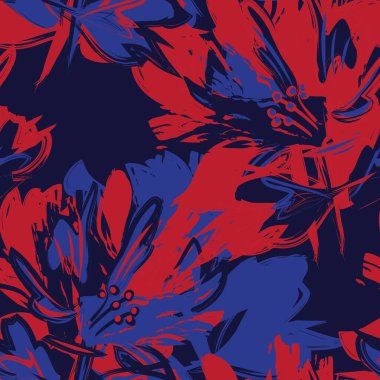 Çiçek fırçası darbeleri moda baskıları, grafikler, arka planlar ve el sanatları için pürüzsüz desen