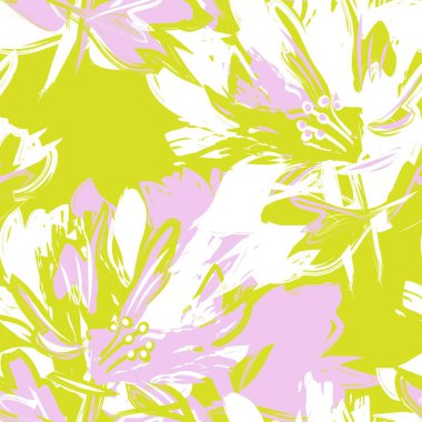 Çiçek fırçası darbeleri moda baskıları, grafikler, arka planlar ve el sanatları için pürüzsüz desen