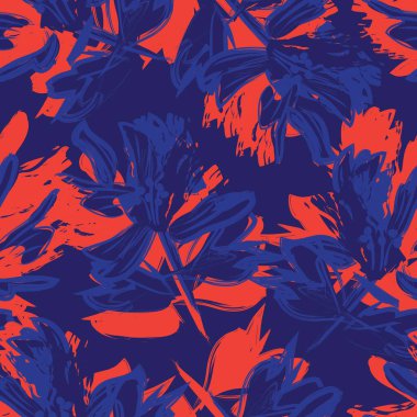 Çiçek fırçası darbeleri moda baskıları, grafikler, arka planlar ve el sanatları için pürüzsüz desen