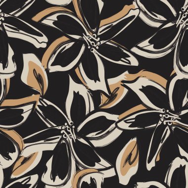 Çiçek fırçası darbeleri moda baskıları, grafikler, arka planlar ve el sanatları için pürüzsüz desen