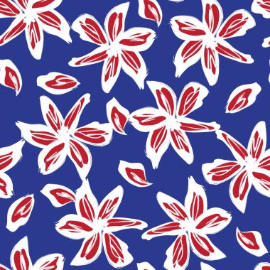 Çiçek fırçası darbeleri moda baskıları, grafikler, arka planlar ve el sanatları için pürüzsüz desen