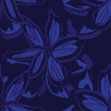 Çiçek fırçası darbeleri moda baskıları, grafikler, arka planlar ve el sanatları için pürüzsüz desen