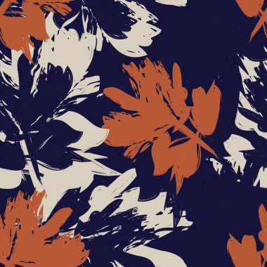 Çiçek fırçası darbeleri moda baskıları, grafikler, arka planlar ve el sanatları için pürüzsüz desen