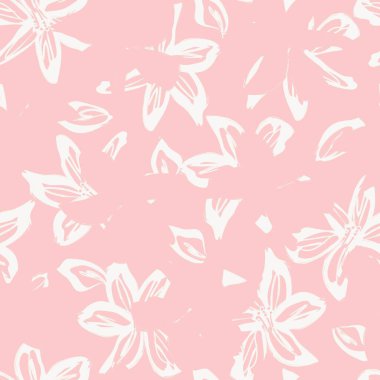 Çiçek fırçası darbeleri moda baskıları, grafikler, arka planlar ve el sanatları için pürüzsüz desen