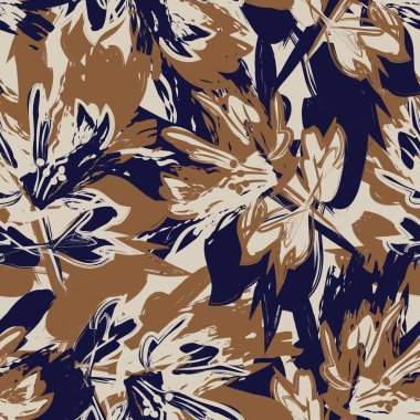 Çiçek fırçası darbeleri moda baskıları, grafikler, arka planlar ve el sanatları için pürüzsüz desen