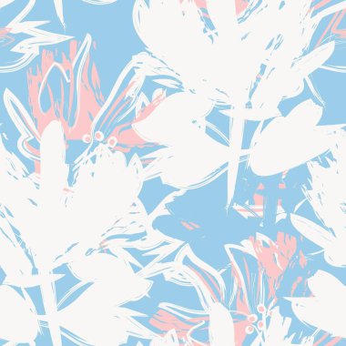 Çiçek fırçası darbeleri moda baskıları, grafikler, arka planlar ve el sanatları için pürüzsüz desen