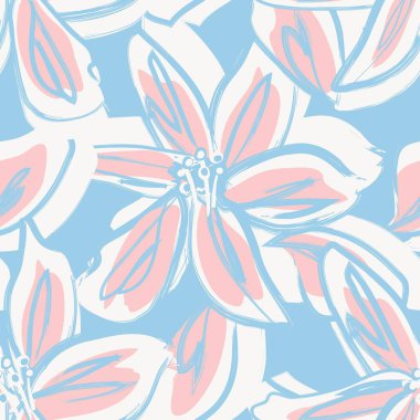 Çiçek fırçası darbeleri moda baskıları, grafikler, arka planlar ve el sanatları için pürüzsüz desen