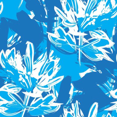 Çiçek fırçası darbeleri moda baskıları, grafikler, arka planlar ve el sanatları için pürüzsüz desen