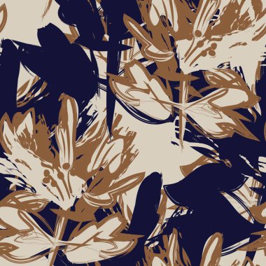 Çiçek fırçası darbeleri moda baskıları, grafikler, arka planlar ve el sanatları için pürüzsüz desen