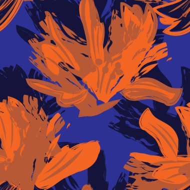 Çiçek fırçası darbeleri moda baskıları, grafikler, arka planlar ve el sanatları için pürüzsüz desen