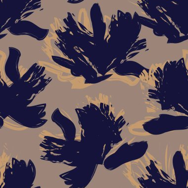 Çiçek fırçası darbeleri moda baskıları, grafikler, arka planlar ve el sanatları için pürüzsüz desen