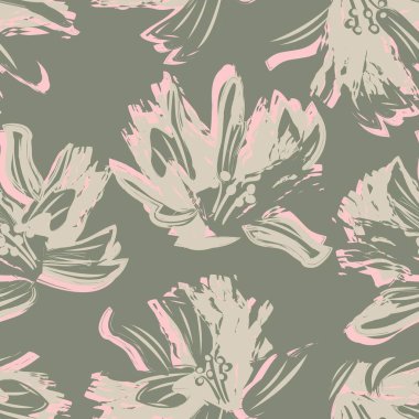 Çiçek fırçası darbeleri moda baskıları, grafikler, arka planlar ve el sanatları için pürüzsüz desen