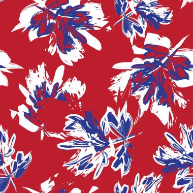 Çiçek fırçası darbeleri moda baskıları, grafikler, arka planlar ve el sanatları için pürüzsüz desen