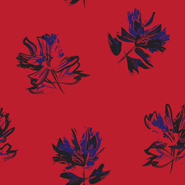 Çiçek fırçası darbeleri moda baskıları, grafikler, arka planlar ve el sanatları için pürüzsüz desen