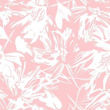 Çiçek fırçası darbeleri moda baskıları, grafikler, arka planlar ve el sanatları için pürüzsüz desen