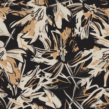 Çiçek fırçası darbeleri moda baskıları, grafikler, arka planlar ve el sanatları için pürüzsüz desen