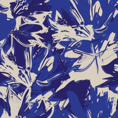 Çiçek fırçası darbeleri moda baskıları, grafikler, arka planlar ve el sanatları için pürüzsüz desen