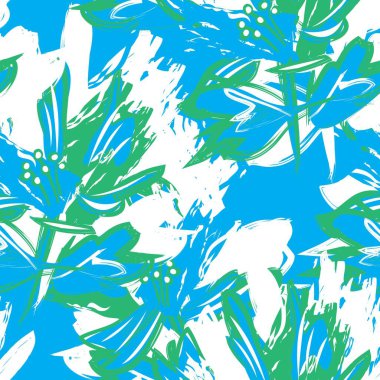 Çiçek fırçası darbeleri moda baskıları, grafikler, arka planlar ve el sanatları için pürüzsüz desen