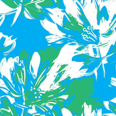 Çiçek fırçası darbeleri moda baskıları, grafikler, arka planlar ve el sanatları için pürüzsüz desen