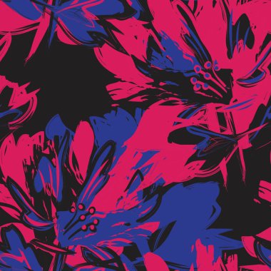 Çiçek fırçası darbeleri moda baskıları, grafikler, arka planlar ve el sanatları için pürüzsüz desen