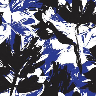 Çiçek fırçası darbeleri moda baskıları, grafikler, arka planlar ve el sanatları için pürüzsüz desen