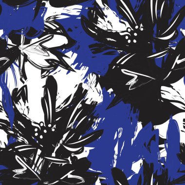 Çiçek fırçası darbeleri moda baskıları, grafikler, arka planlar ve el sanatları için pürüzsüz desen