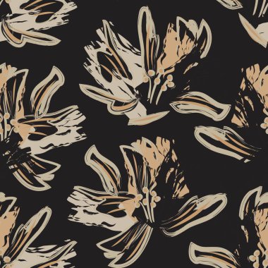 Çiçek fırçası darbeleri moda baskıları, grafikler, arka planlar ve el sanatları için pürüzsüz desen