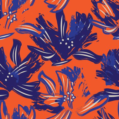 Çiçek fırçası darbeleri moda baskıları, grafikler, arka planlar ve el sanatları için pürüzsüz desen