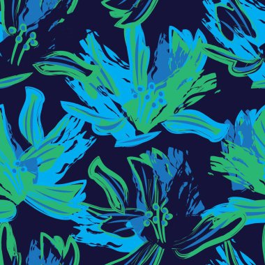 Çiçek fırçası darbeleri moda baskıları, grafikler, arka planlar ve el sanatları için pürüzsüz desen